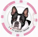Boston Terrier Pink Poker Chip