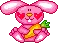 pink bunny with a carrot