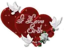 I love Erik - Red Hearts with doves and roses 