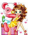Bear huging girl