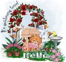 cat in a playhouse gardening