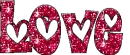 Red flashing words saying love