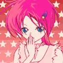 pink haired girl blowing kiss