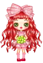 cute kawaii girl with a bouquet