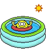 smiley in pool