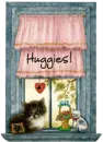 HUGGIES HUGS KITTY IN WINDOW