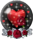a globe with a heart and a rose