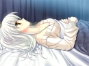 white haired anime girl day dreaming