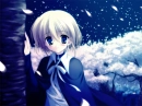 anime girl in a park at nite