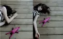 girl lying on the floor with a fluffy toy