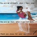 Footprints in the sand. Jesus carrying mom and baby.