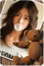 bubble gum girl with a teddy bear