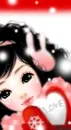 cute kawaii winter girl & snow