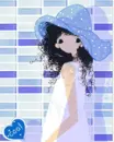 girl with a blue hat