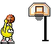 Smiley playing basketball