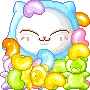 cute kawaii kitty with candies