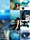 blue icon collage