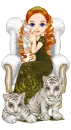 Cute doll with her cats