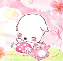 cute kawaii pink puppy