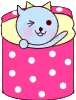 cute kawaii blue kitty in a pink box