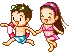 swimming couple