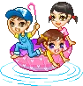 kids on umbrella