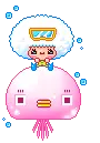 cute kawaii jaja & pink squid