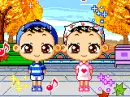 cute kawaii boy & girl love you dance