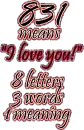 831 means "I Love You"