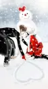 winter lovers playing with snow