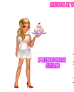 Doll holding cupcakes