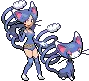 Glameow and Trainer