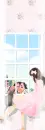 romantic girl looking through the window