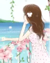 romantic girl looking at the sea