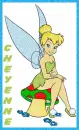 Tinkerbell sitting on Mushroom with Cheyenne