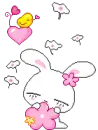 sweet bunny with pink flower