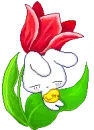 bunny on red flower