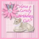 Have a Lovely Birthday,Cat - Cat with Flower Tag