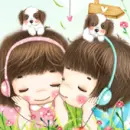 kawaii two girls  friends