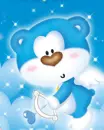 blue teddy bear is cupid
