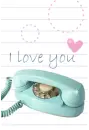 i love you blue vintage phone