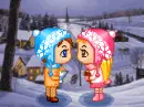 winter lovers kissing