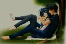 BOY & GIRL UNDERNEATH TREE