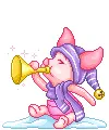 piglet blowing horn