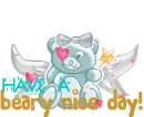 bluegreen bear with text