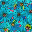 blue flowers.