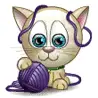 cat playing a yarn