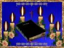 BIBLE CROSS WITH CANDLES