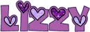 Lizzy (purple hearts)