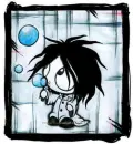 emo boy blowing bubbles